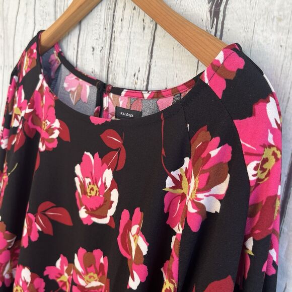 Halogen Womens Dark Floral Top Size 4X Bishop Sleeves Office Bloomcore Heavy - Picture 4 of 12